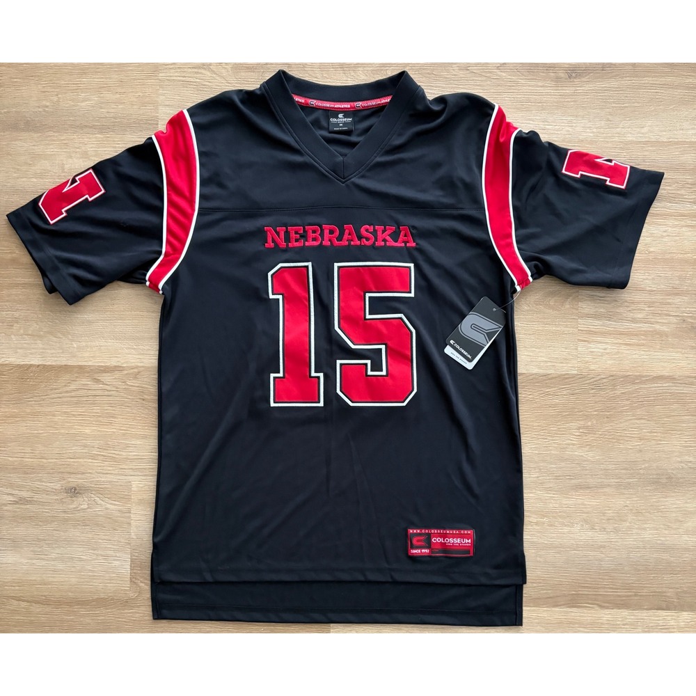 NWT Mens Colosseum Nebraska Cornhuskers Dylan Raiola Jersey - Medium - Black